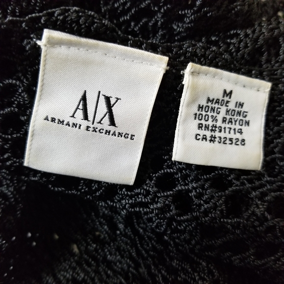 Armani Exchange Crochet Net Cropped Black Cardian Womens Open Knit Jacket - Picture 10 of 11